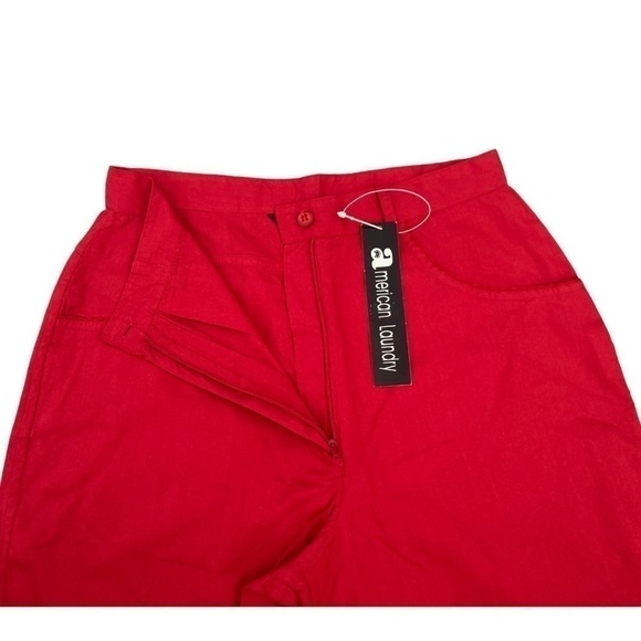 NWT vintage dead stock red 100% cotton high waisted shorts with eyelet details - Picture 8 of 11